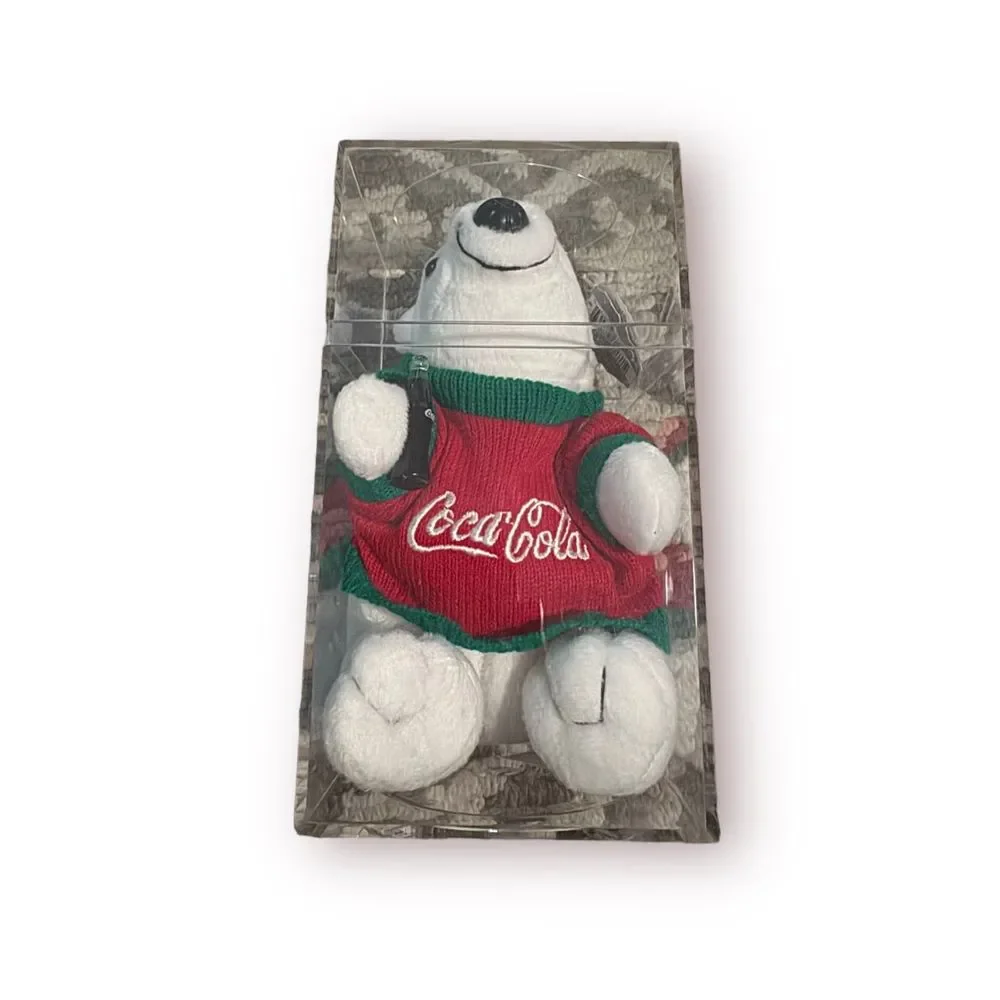 Coca-Cola Polar Bear Collection Christmas‎ Ornament Set Of 8 1995 NIB with Plush - Picture 12 of 12
